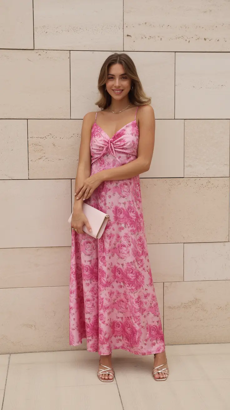 spring vacation outfits 2026 - Pink Rose Satin for Evening Blossoms