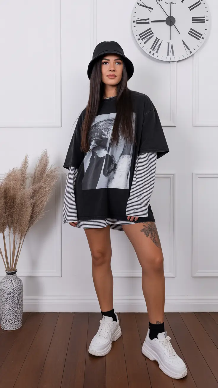 spring rave outfits Layered Street-Cool Oversize Mood