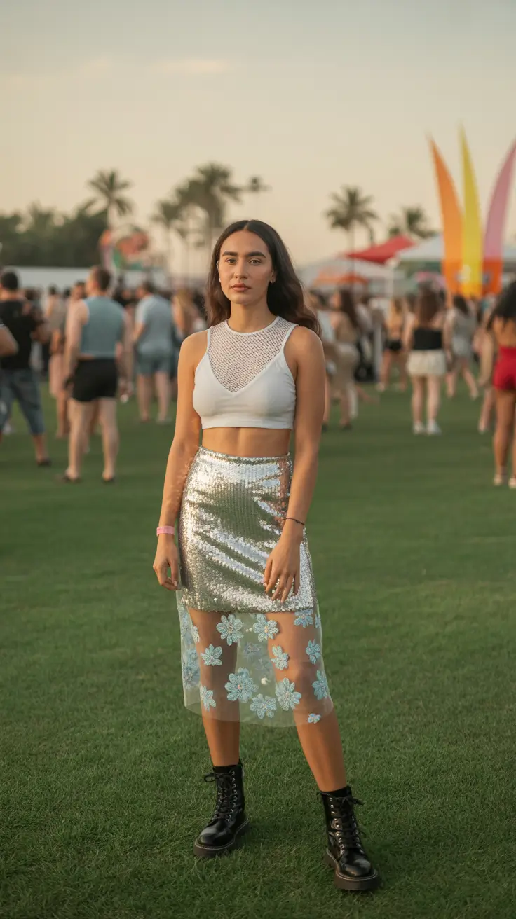 spring rave outfits Silver Bloom Sunset Energy