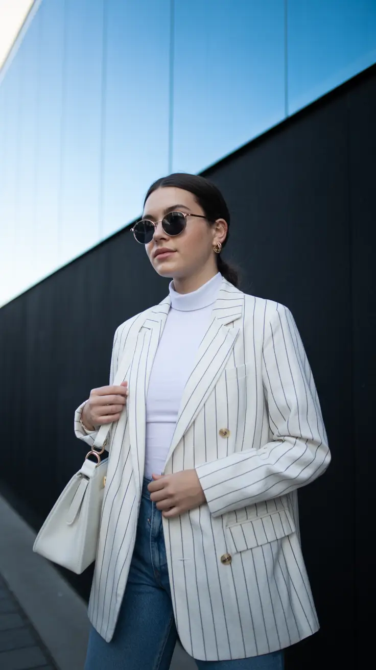 spring blazer outfits 2026 Striped Refinement for Everyday Balance