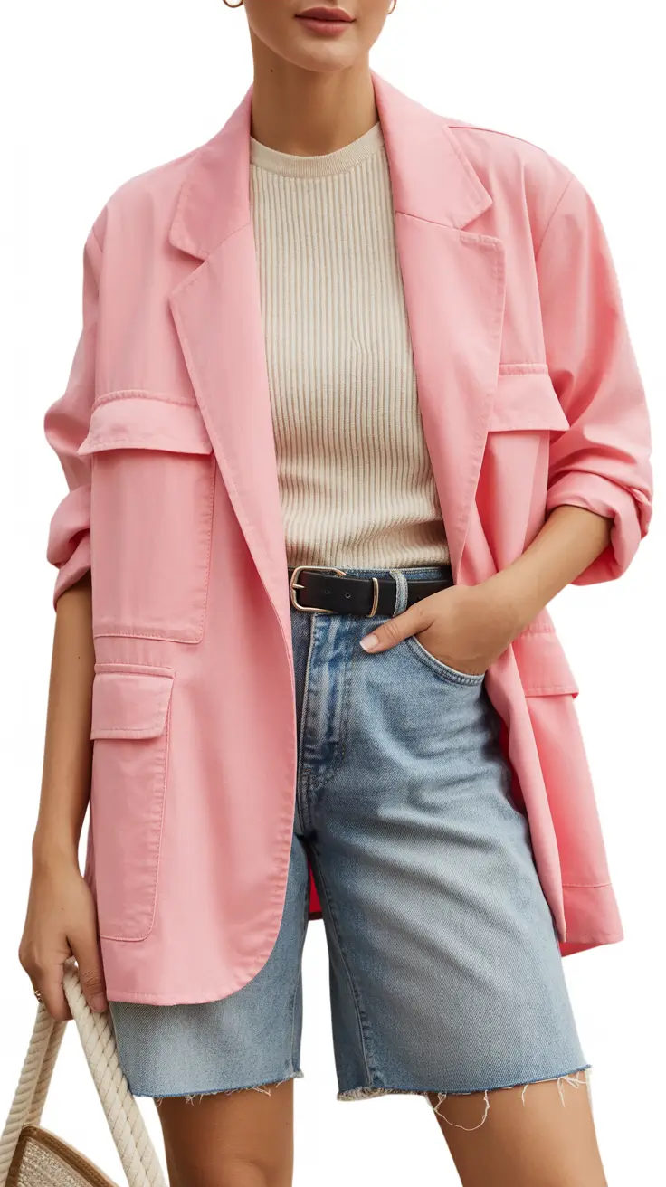 spring blazer outfits 2026 Soft Pink Utility for Everyday Ease