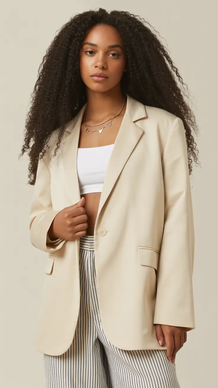 spring blazer outfits 2026 Soft Neutrals With Striped Ease