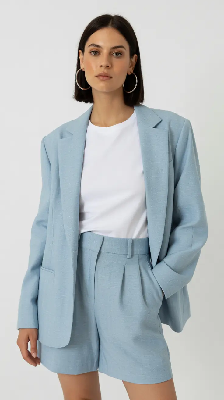 spring blazer outfits 2026 Sky Blue Everyday Elegance