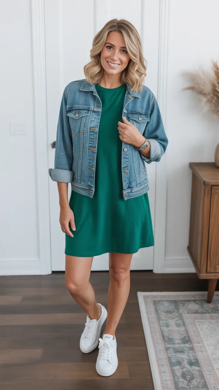 trending spring travel outfits 2026 Everyday Spring Ease with a Denim-and-Dress Classic