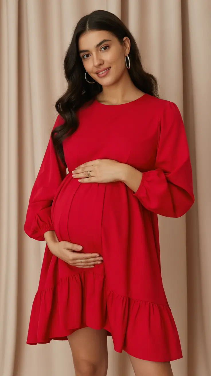 effortless spring outfit for pregnant women 2026 Bold Radiance in Classic Red