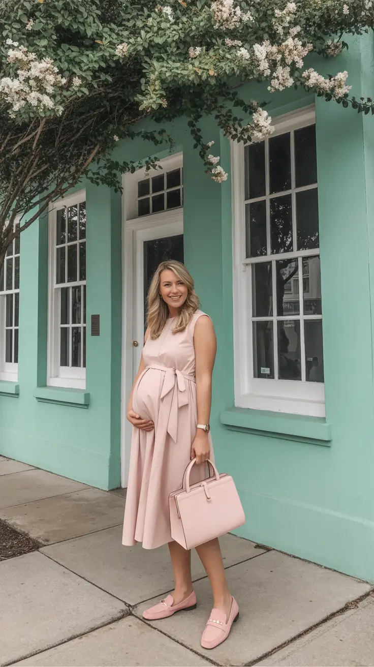 effortless spring outfit for pregnant women 2026 Pastel Monochrome With Polished Details