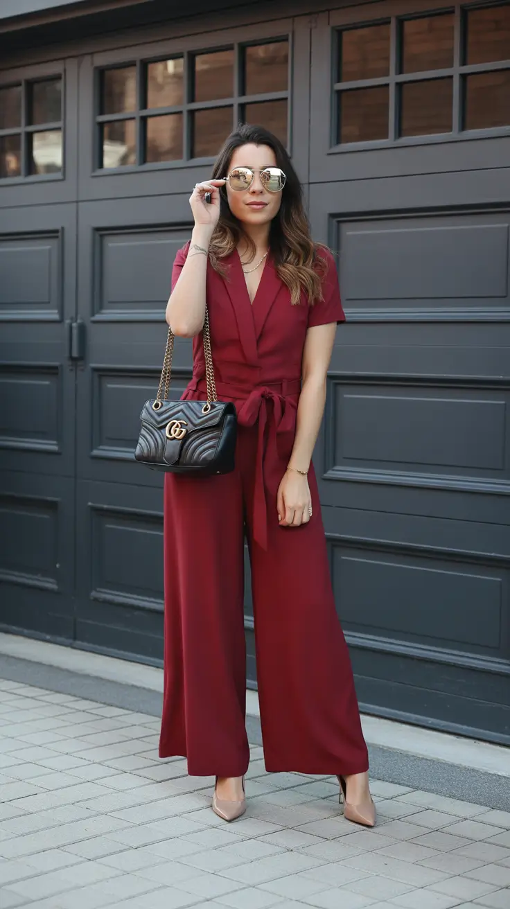 spring-office-outfits-women-2026-Burgundy-Power-Jumpsuit