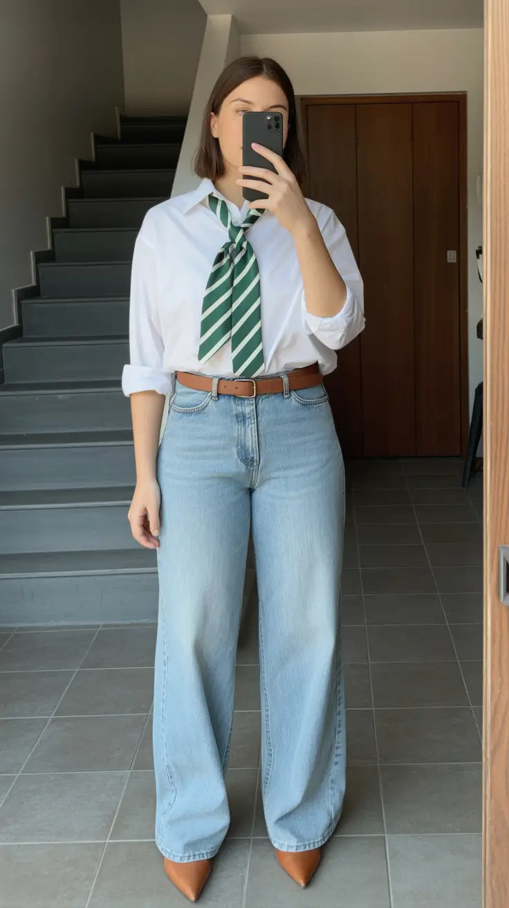 spring-office-outfits-women-2026-Crisp-Shirt-Relaxed-Denim