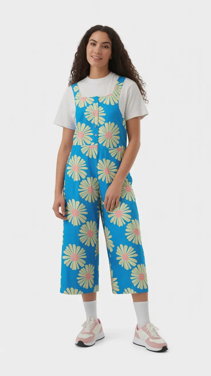 april outfits ideas 2026 Playful Daisy Print Jumpsuit for Casual Spring Days