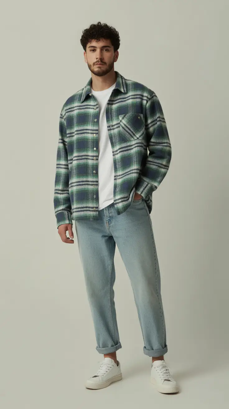 casual summer outfits men 2026 Soft Plaid Layering and Everyday Simplicity