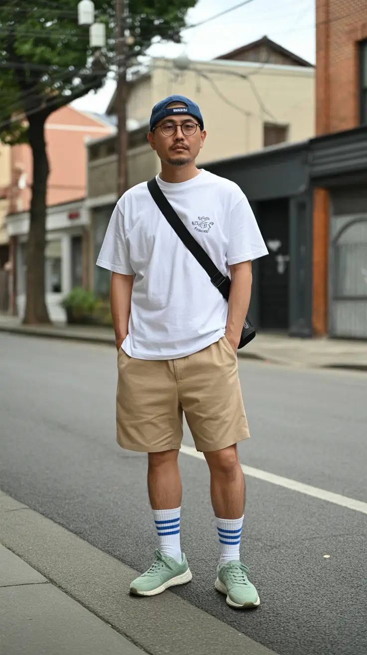 casual summer outfits men 2026 Sporty Street Minimalism with Graphic Tee