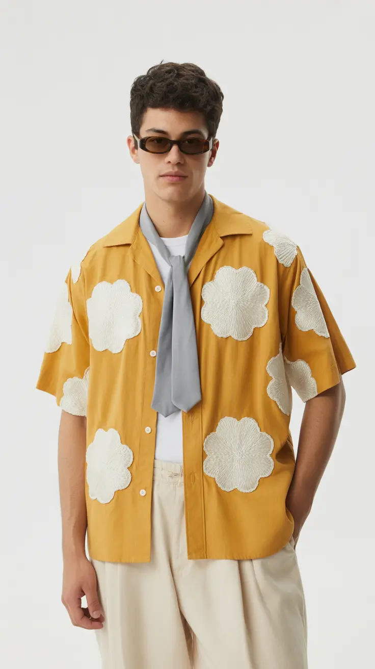 casual summer outfits men 2026 Graphic Resort Shirt and Beachside Charm