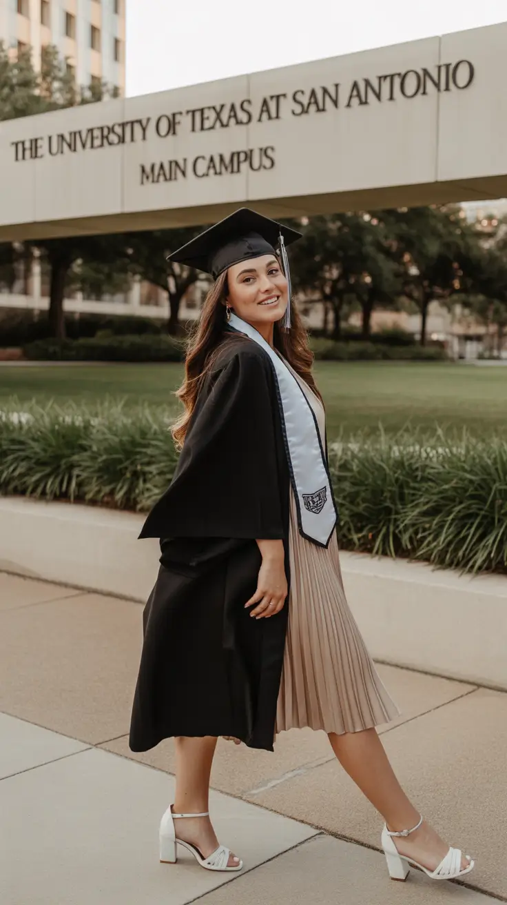 graduation look ideas 2026 Pleated Skirt Elegance with Academic Layers