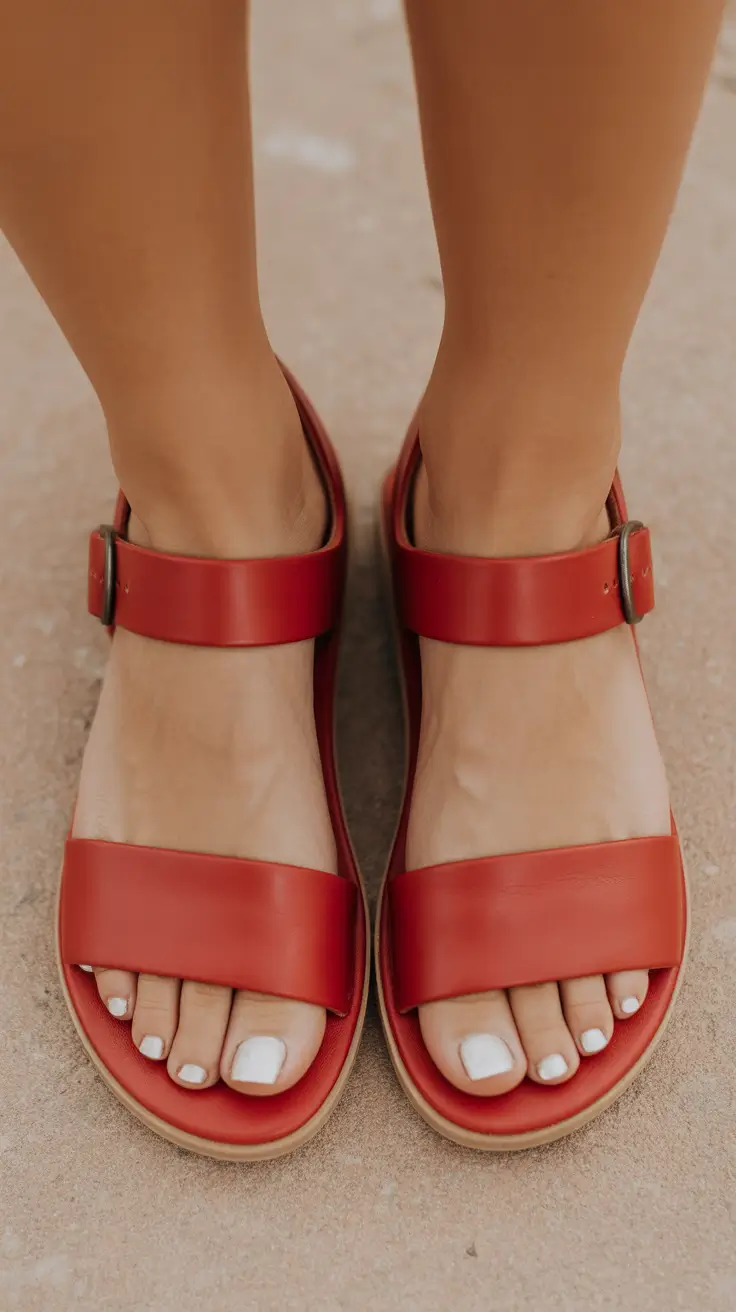 summer outfits with sandals for women 2026 Classic Red Minimal Sandals