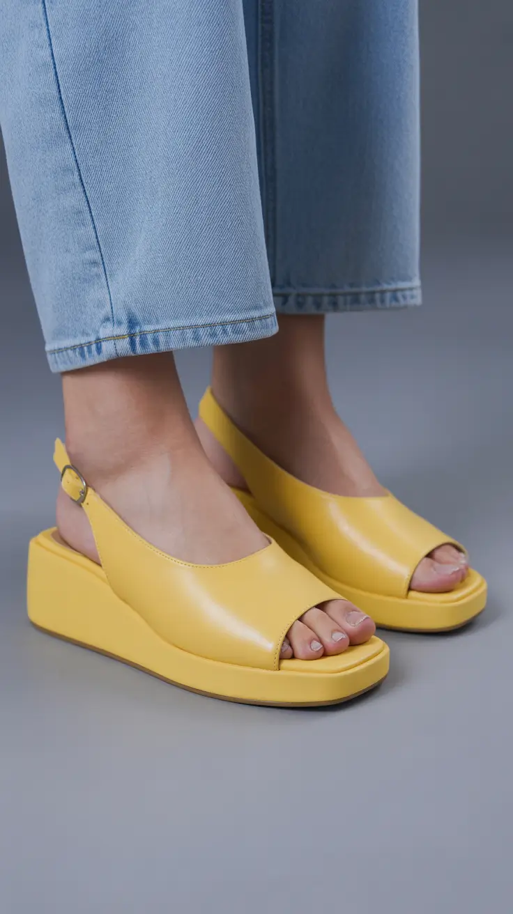 summer outfits with sandals for women 2026 Yellow Platform Sandals