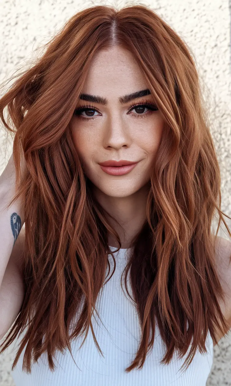 Best Fall Hair Colors for Warm Skin Tones 2025 - Spiced Auburn with Tousled Layers