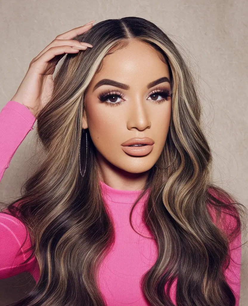 Best Fall Hair Colors for Warm Skin Tones 2025 - Mocha Brown with Champagne Highlights