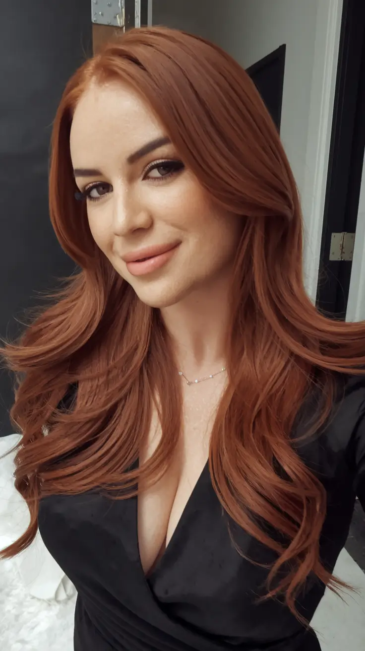 hair colors for warm skin tones Cinnamon Spice Waves with Soft Layers