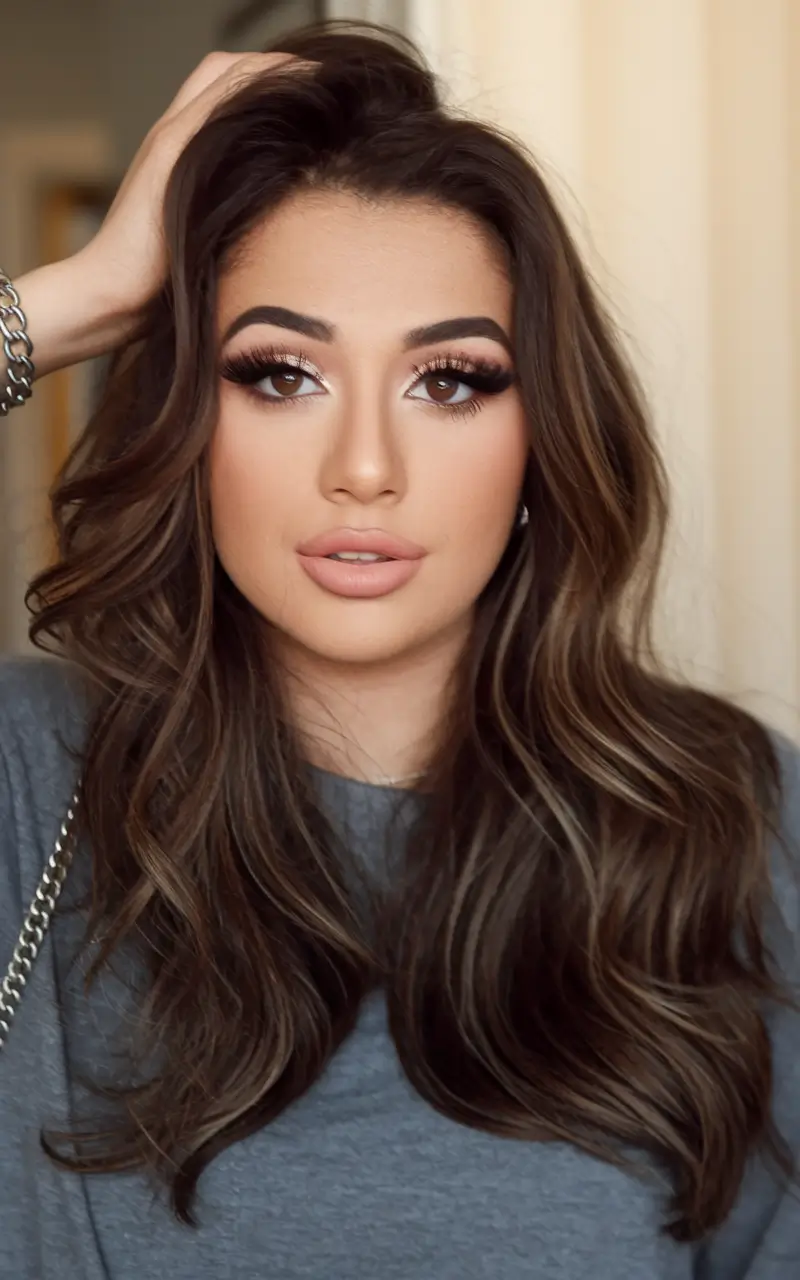 Best Fall Hair Colors for Warm Skin Tones 2025 - Velvety Brunette with Cool-Mocha Lowlights