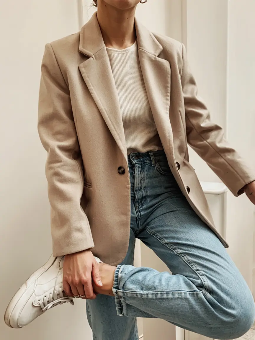 early fall outfits ideas 2025+Beige Blazer Energy