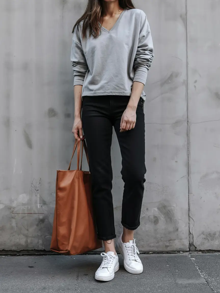 early fall outfits ideas 2025+Monochrome Chill in City Neutrals