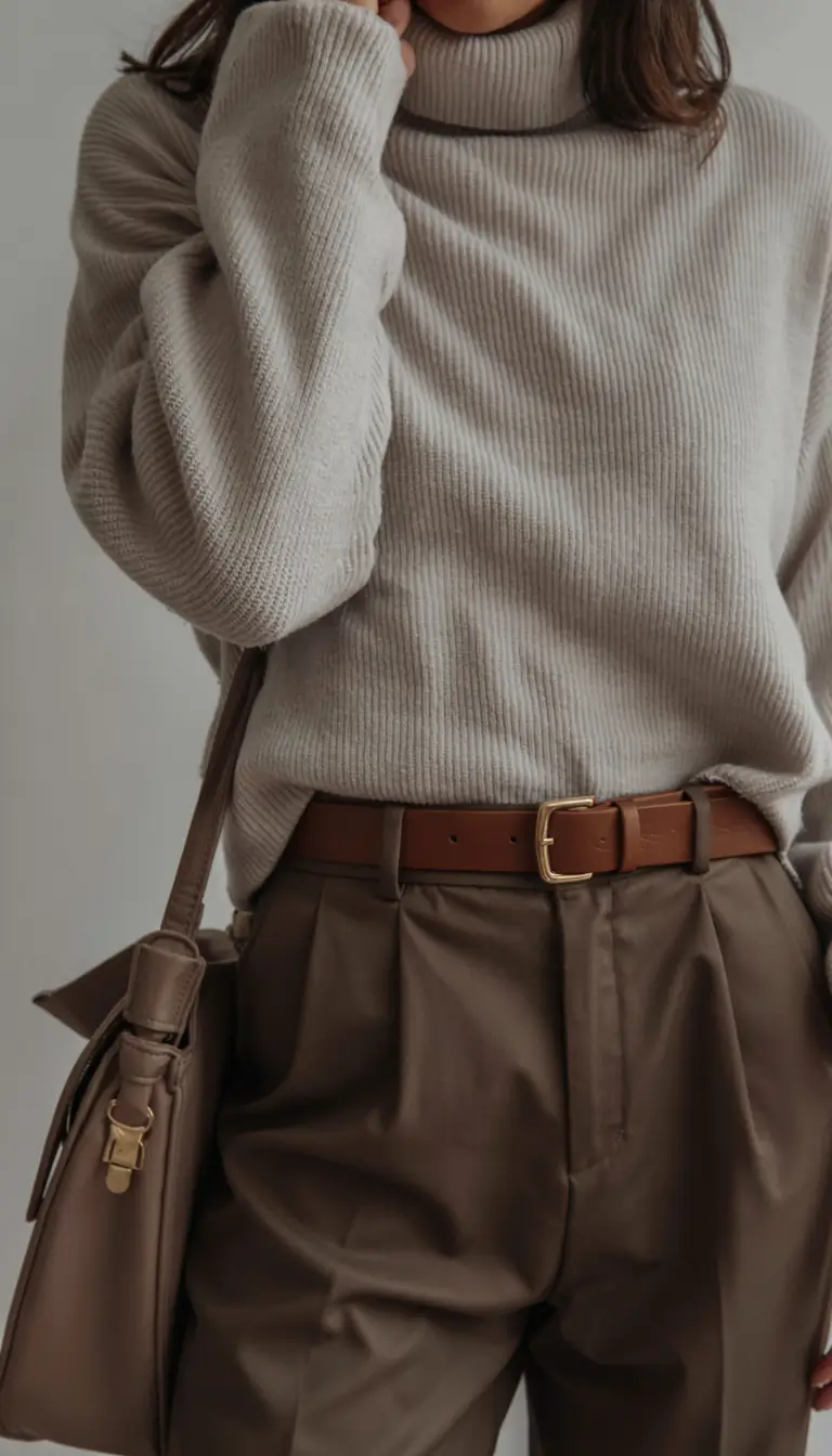 early fall outfits ideas 2025+Muted Layers and Textural Balance