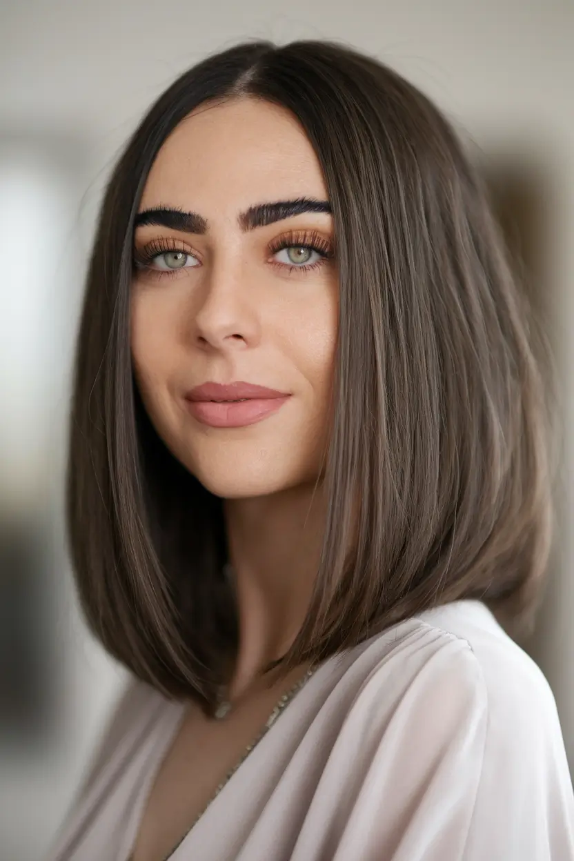 fall bob haircut ideas 2025 long-blunt-lob-with-soft-texture