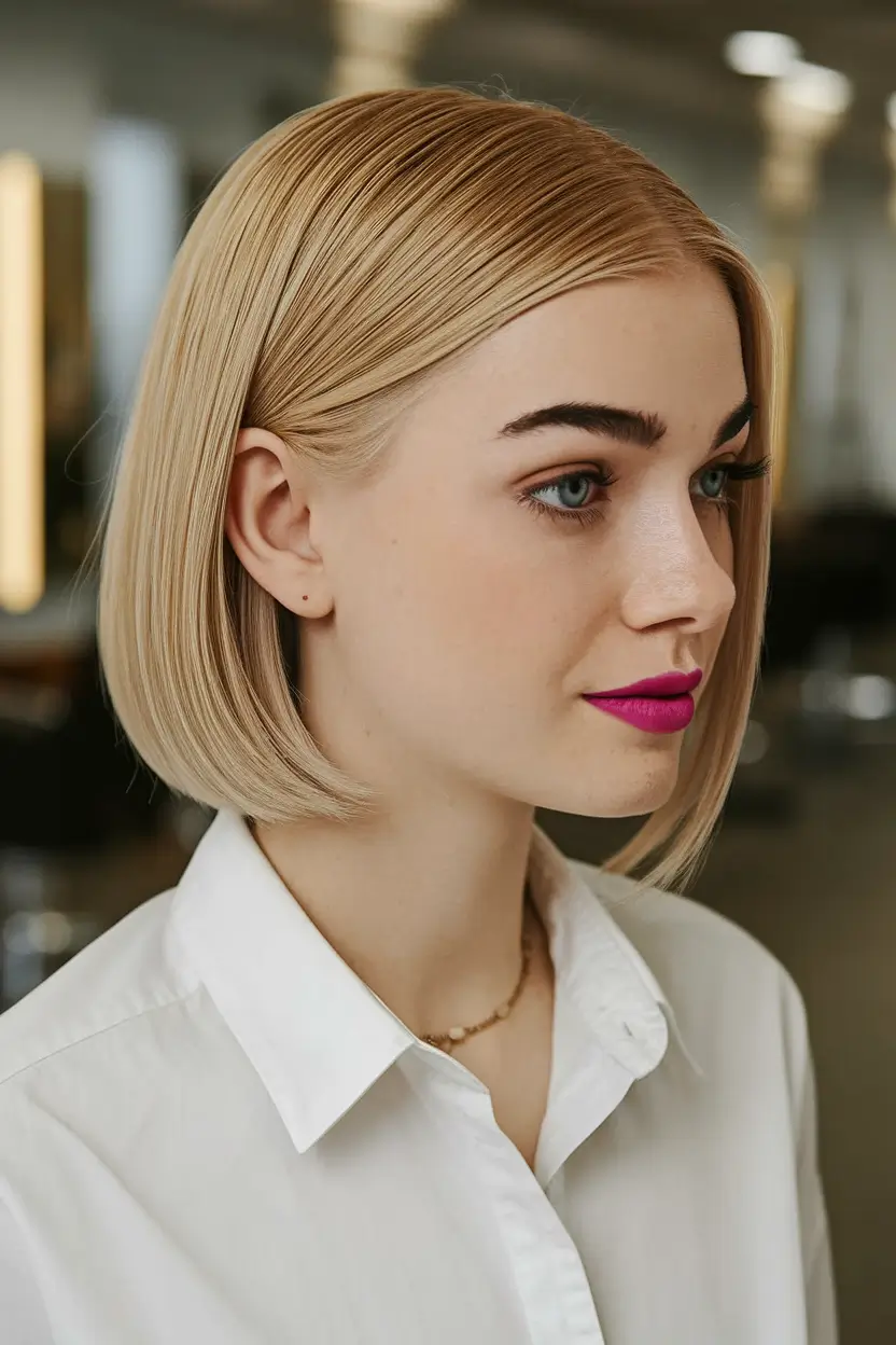 fall bob haircut Clean Precision Bob with a Modern Part