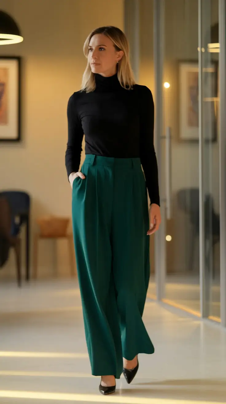 fall business casual outfits ideas 2025 Classic Contrast for a Bold Finish