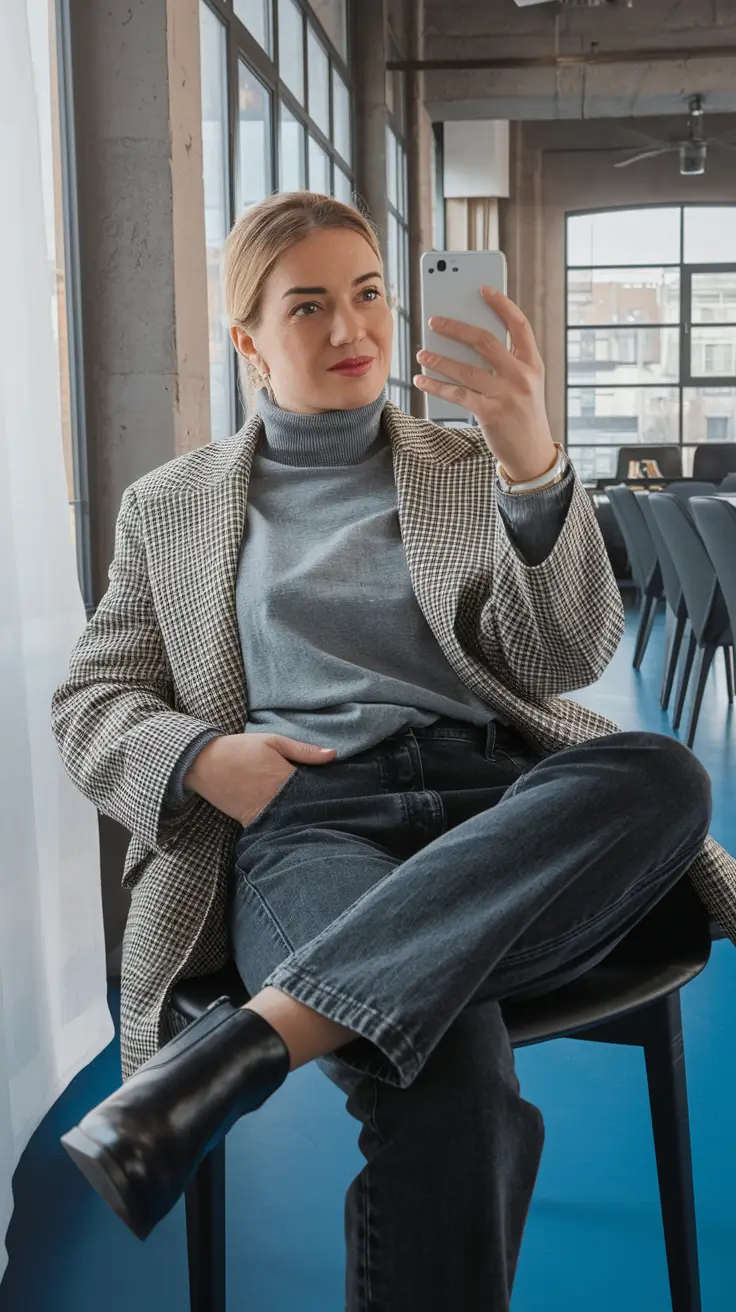 fall business casual outfits ideas 2025 Soft Power in Classic Checks