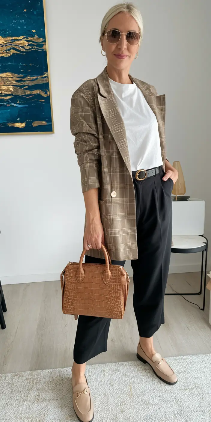 fall business casual outfits timeless plaid meets effortless cool