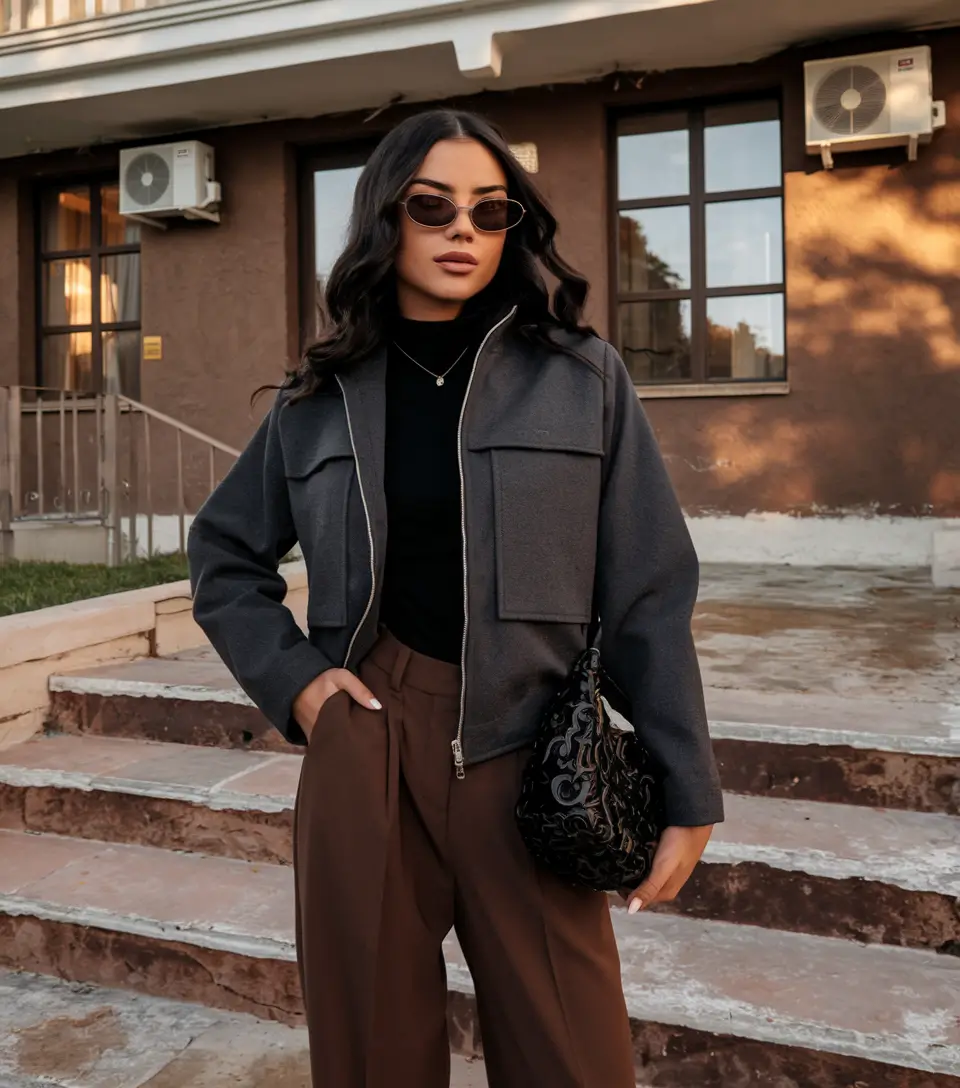 fall fashion inspo for women 2025 Charcoal & Cocoa: Minimalist with a Side of Spice