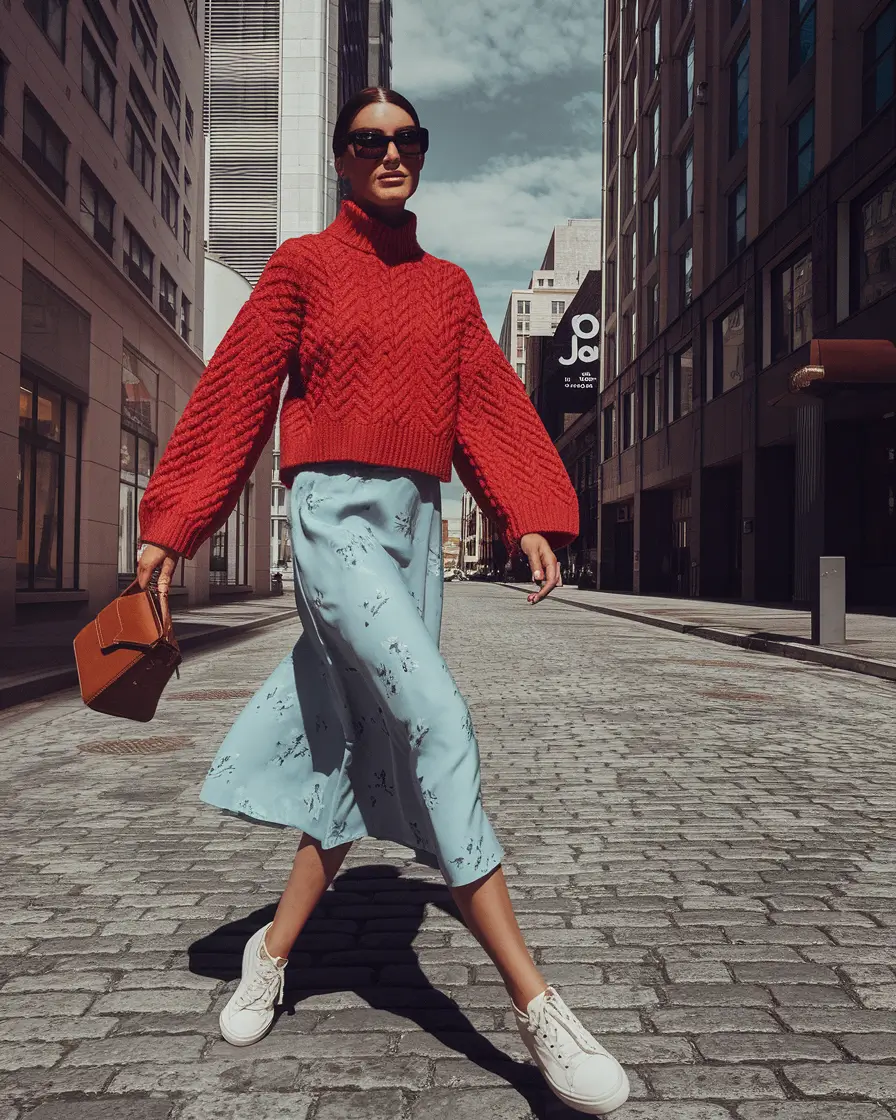 fall fashion inspo for women 2025 Urban Color Pop Meets Feminine Edge