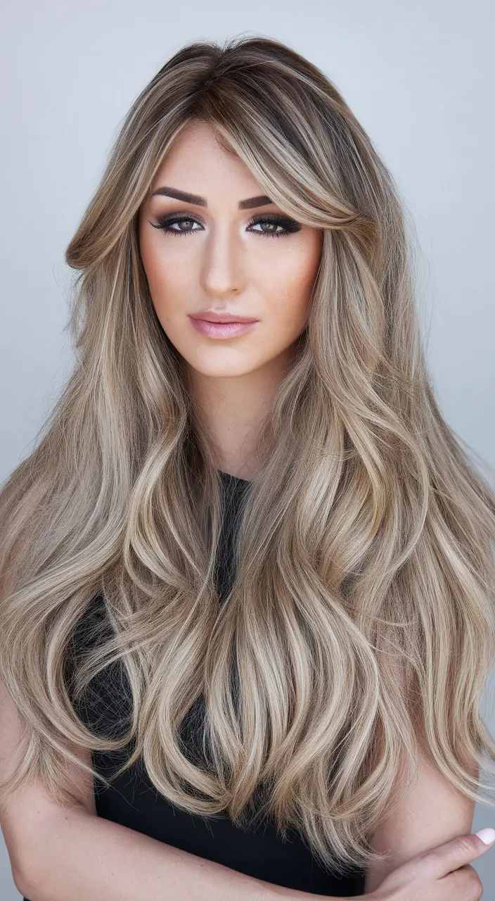 fall hair color for blondes Buttery Caramel Highlights on Voluminous Layers