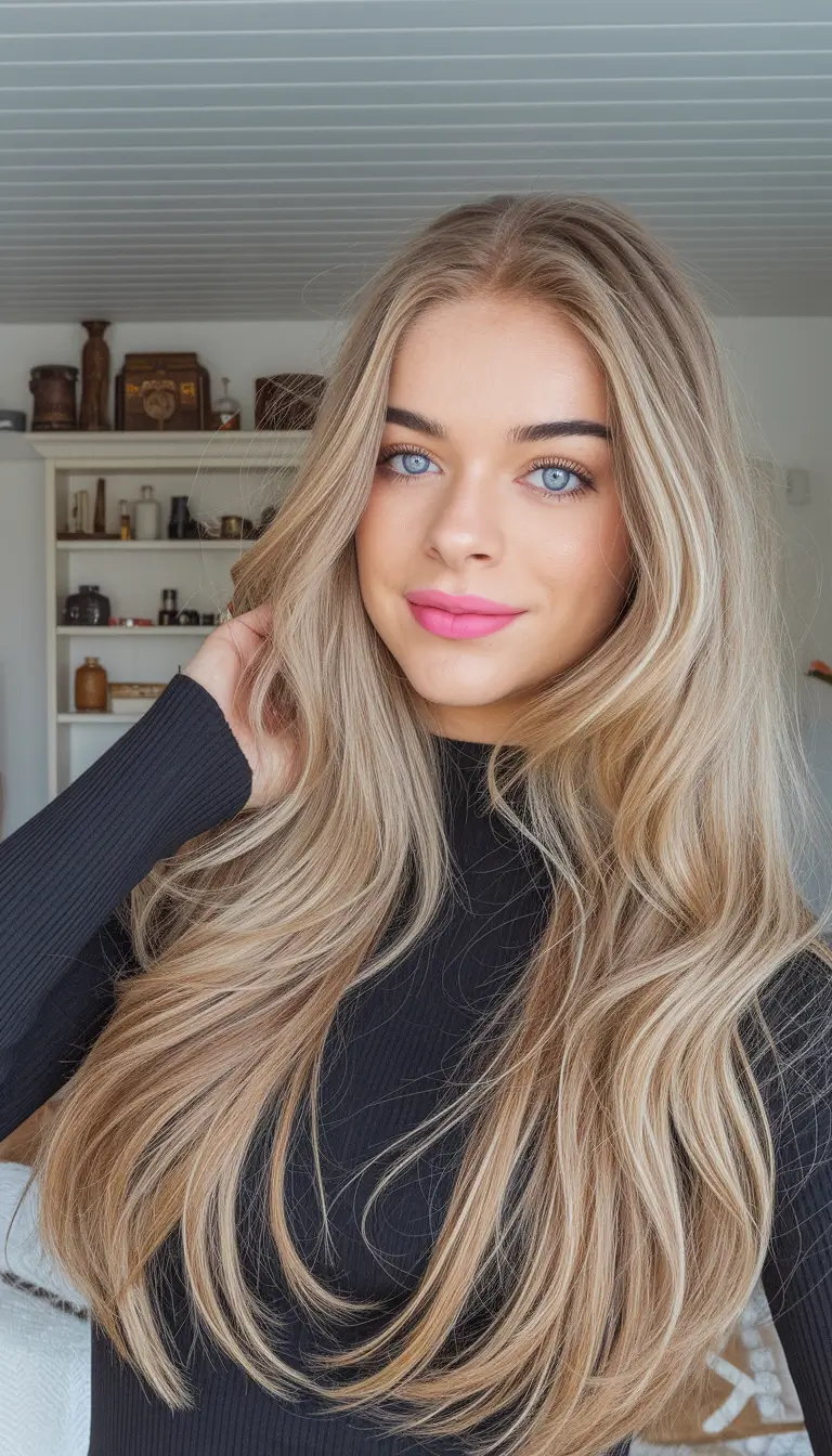 Fall hair color ideas 2025 Champagne Blonde on Soft Layers
