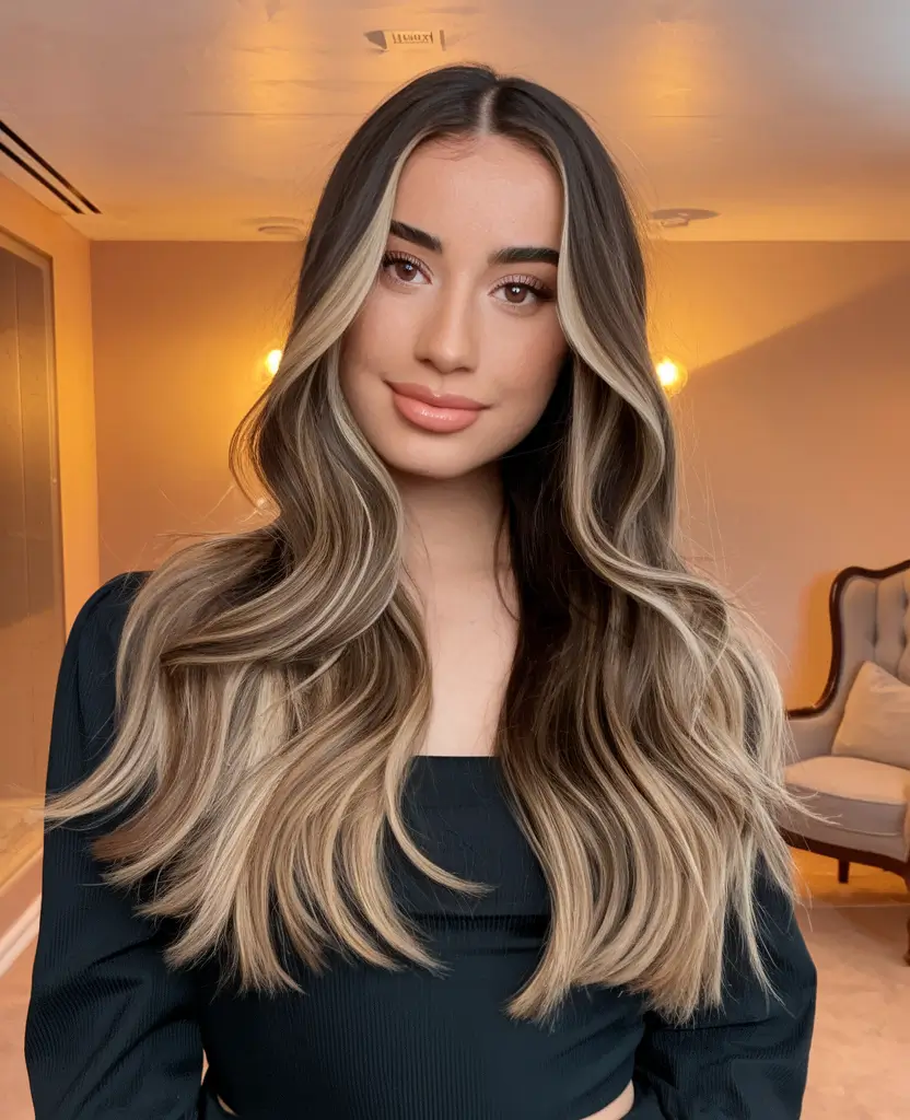 Fall hair color ideas 2025 Dimensional Ash Blonde Balayage with Dark Roots