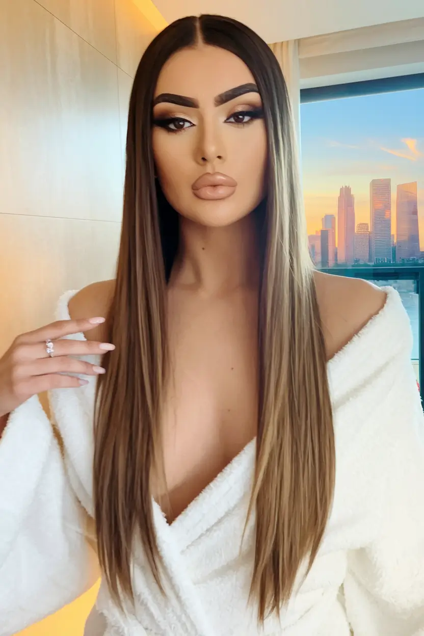 Fall hair color ideas 2025 Ultra Sleek Ombré for Maximum Drama
