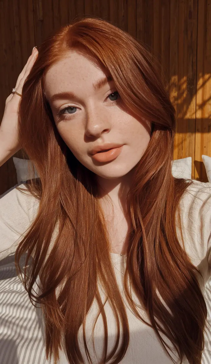 Fall hair color ideas 2025 Soft Rust Tones for Natural Autumn Radiance