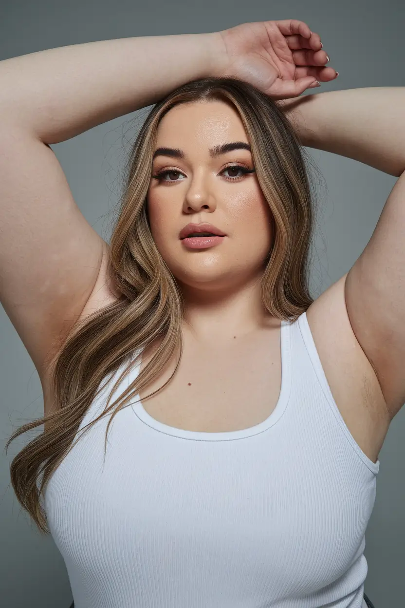 fall haircuts for plus size women 2025 Neutral Beige Layers with Natural Texture