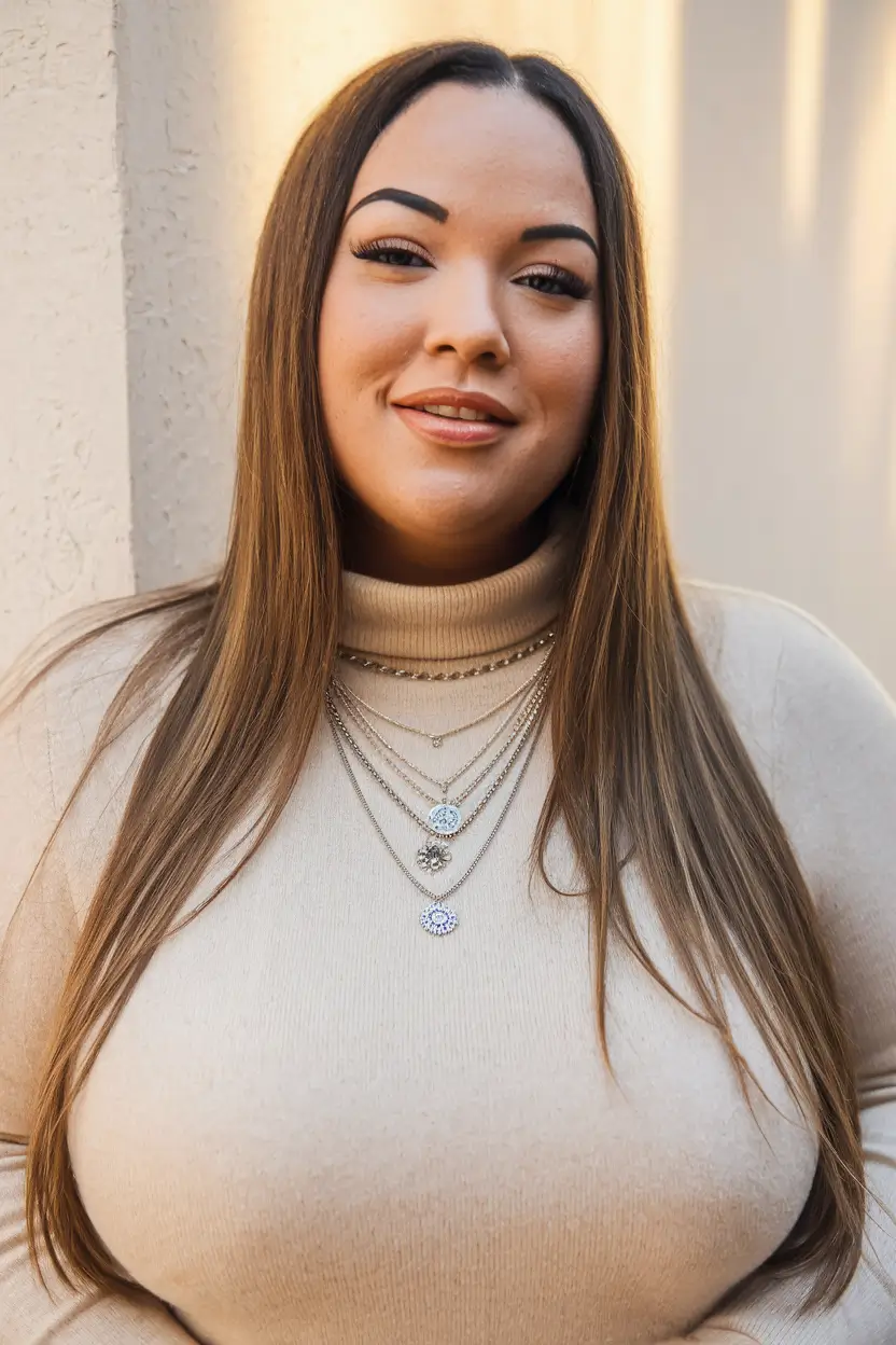 long length haircuts for plus size women Sleek Long Layers with Center Part