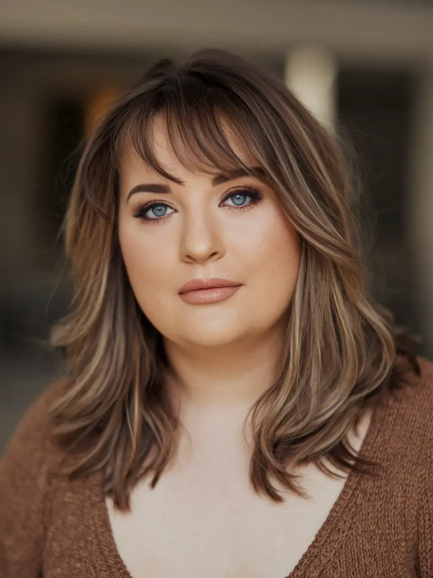 fall haircuts for plus size women 2025 Choppy Shag with Curtain Bangs