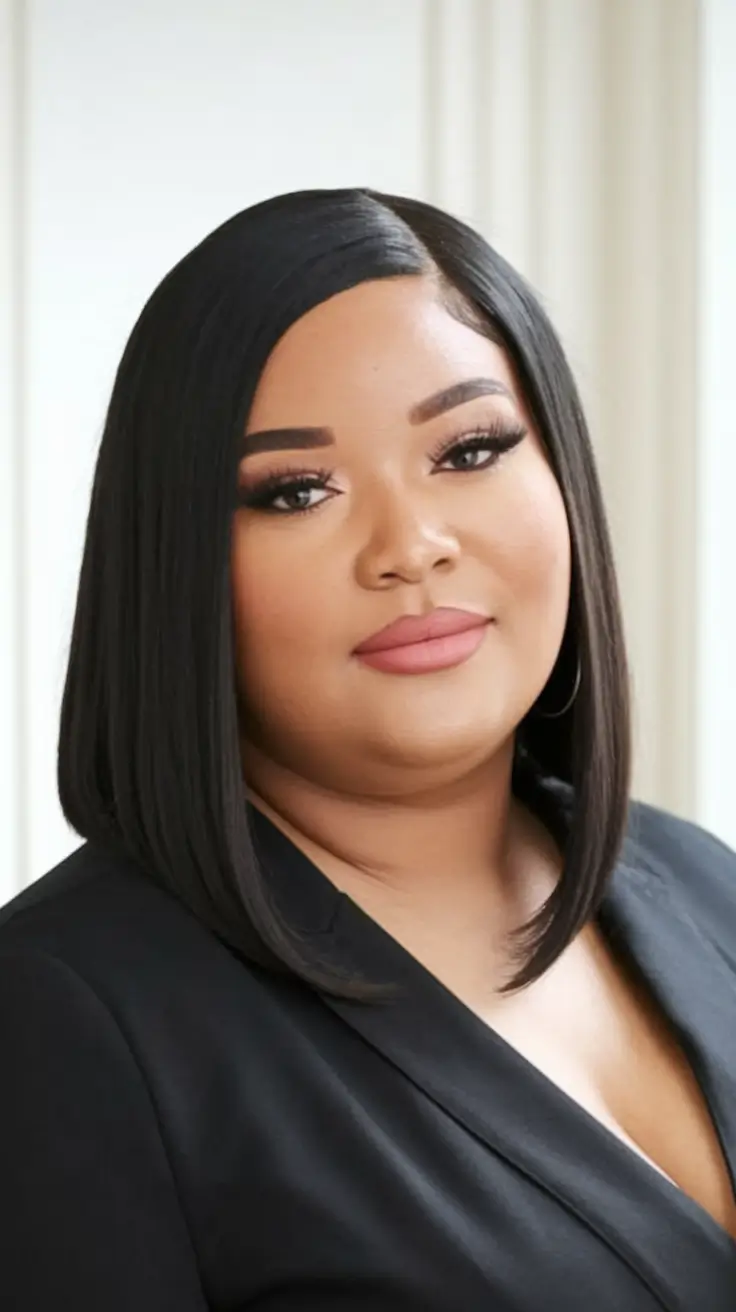 fall haircuts for plus size women 2025 Precision Long Bob with Glassy Finish
