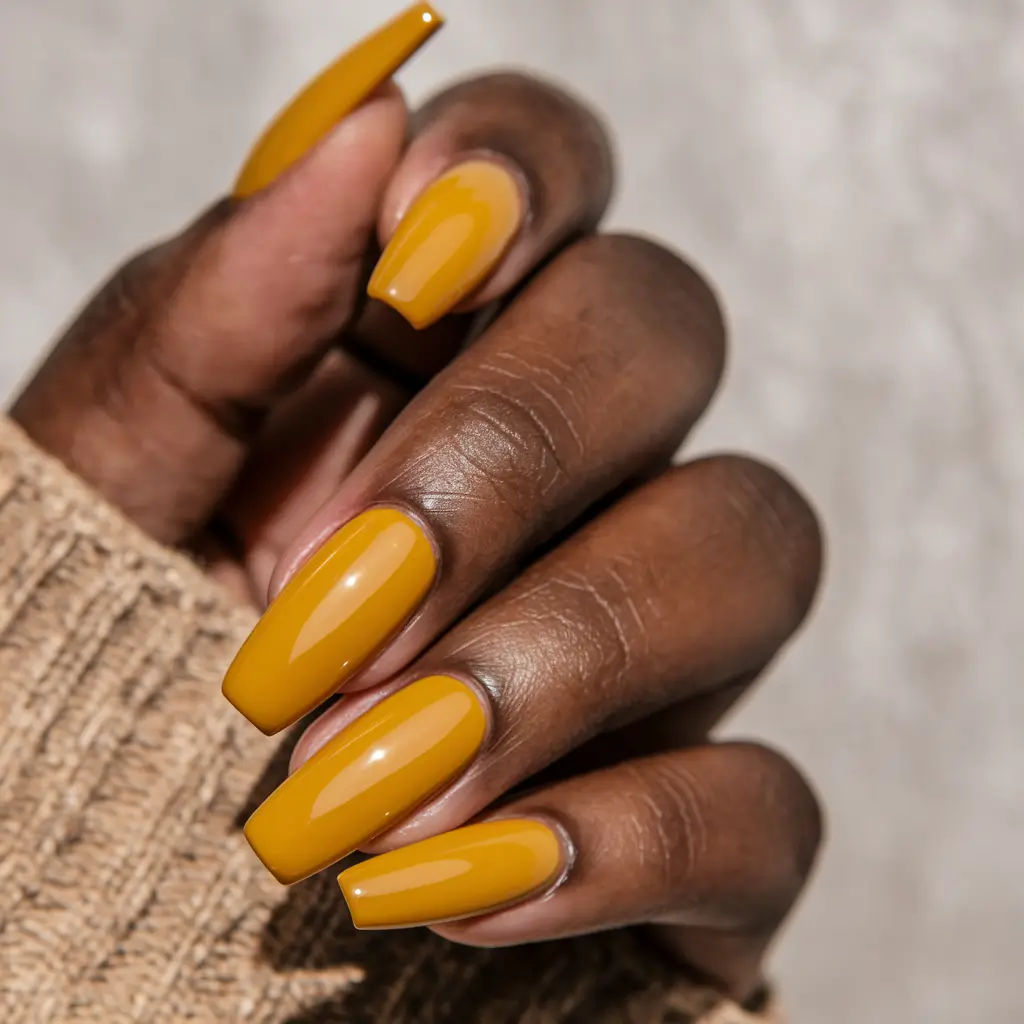 fall nail colors for dark skin women Mustard Magic for Warm Fall Days
