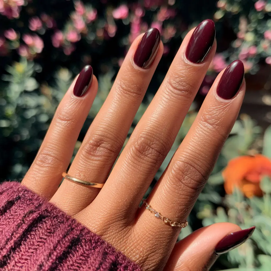 fall nail colors on dark skin tones Dark Plum in Soft Focus