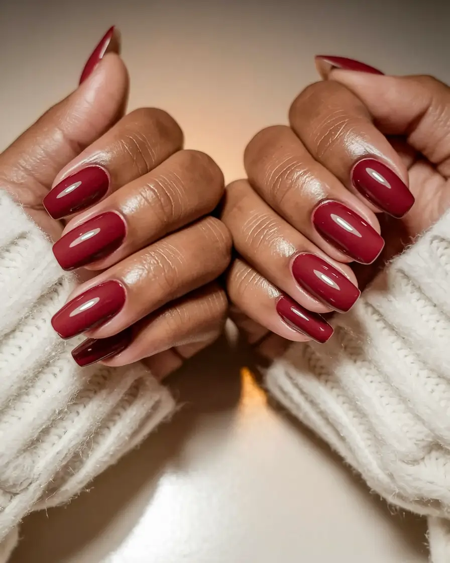 fall nail colors for dark skin black women art designs short Red Berry Comfort Nails