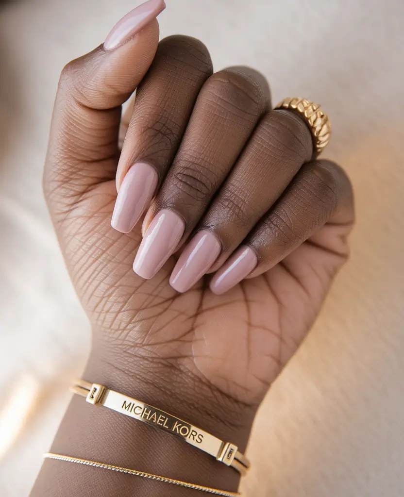 fall nail colors for dark skin 2025 Caramel Beige for Subtle Warmth