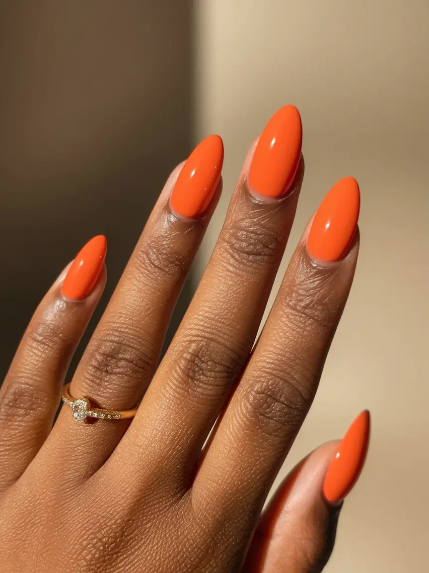 fall nail colors for dark skin 2025 Spicy Burnt Orange for Bold Transitions