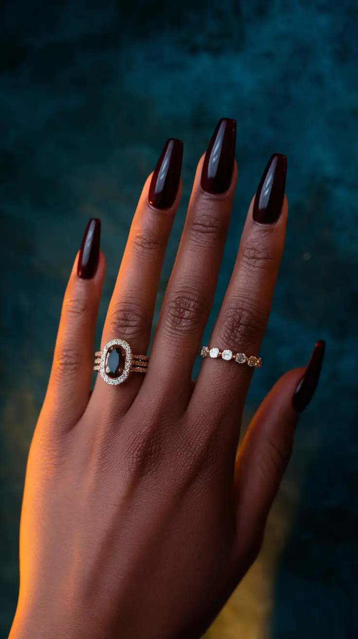 fall nail colors dark skin Deep Cherry Elegance