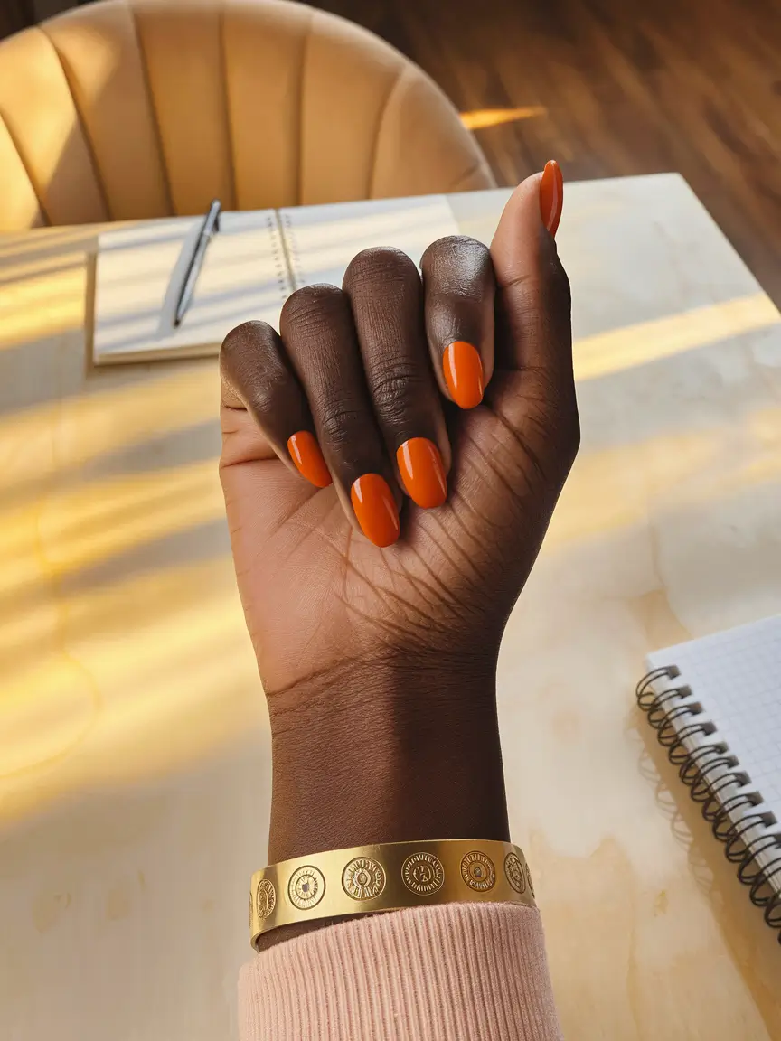 nail polish colors for dark skin fall toe Sunset Tangerine for Bold Souls