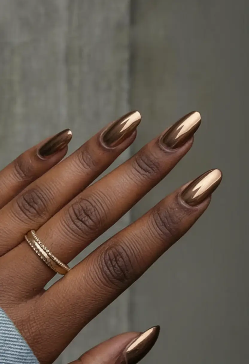 fall nail colors for dark skin black women art designs short Golden Chrome for the Win
